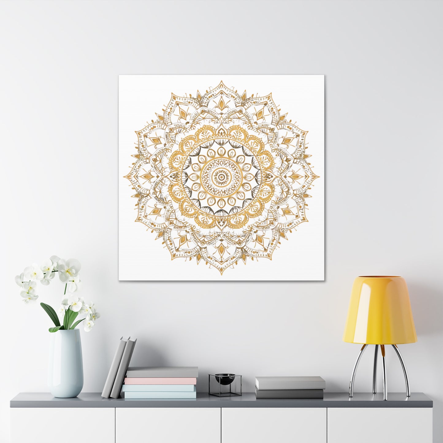 Gold Mandala on White - Gallery Canvas Wrap - Erdau Designs