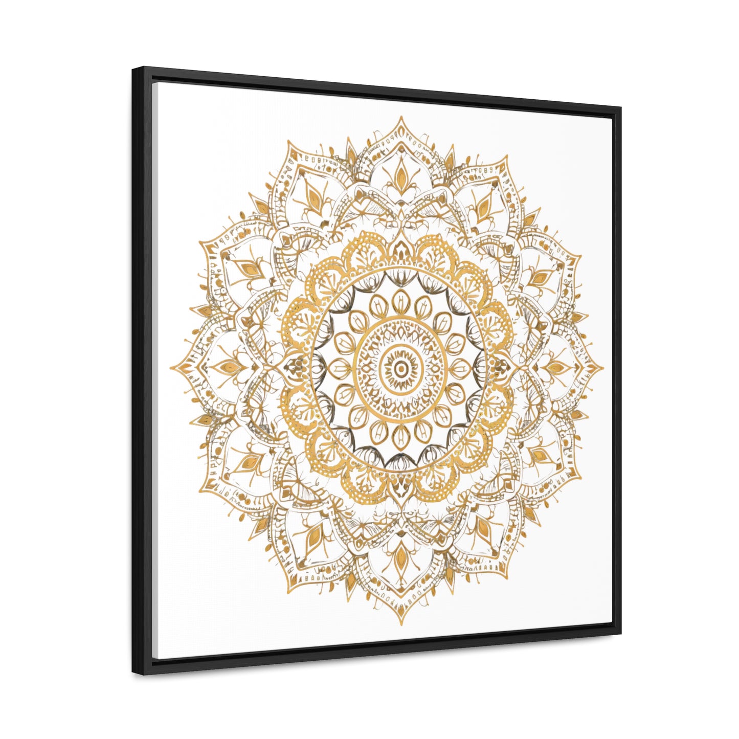 Gold Mandala on White - Framed Gallery Canvas Wrap - Erdau Designs