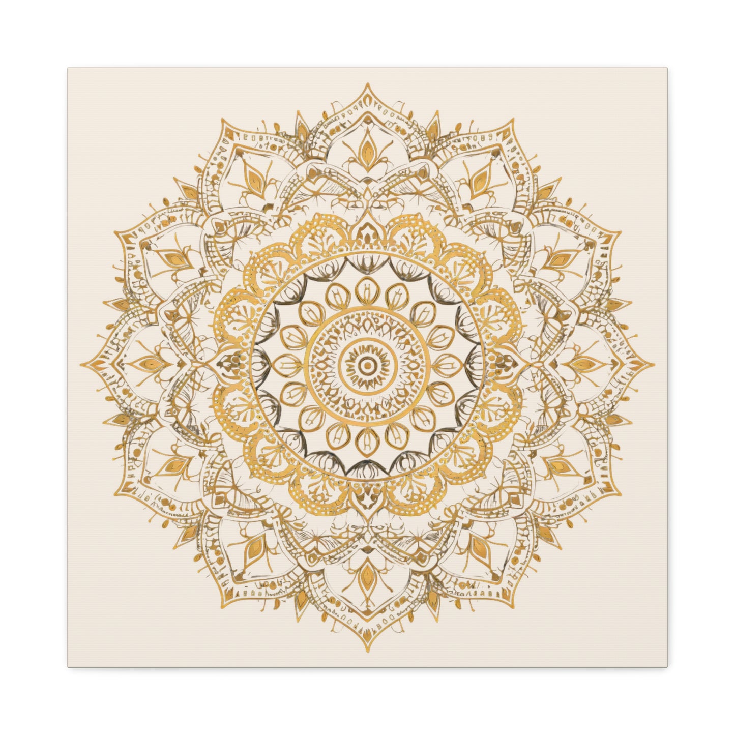 Gold Mandala on Off-White - Gallery Canvas Wrap - Erdau Designs