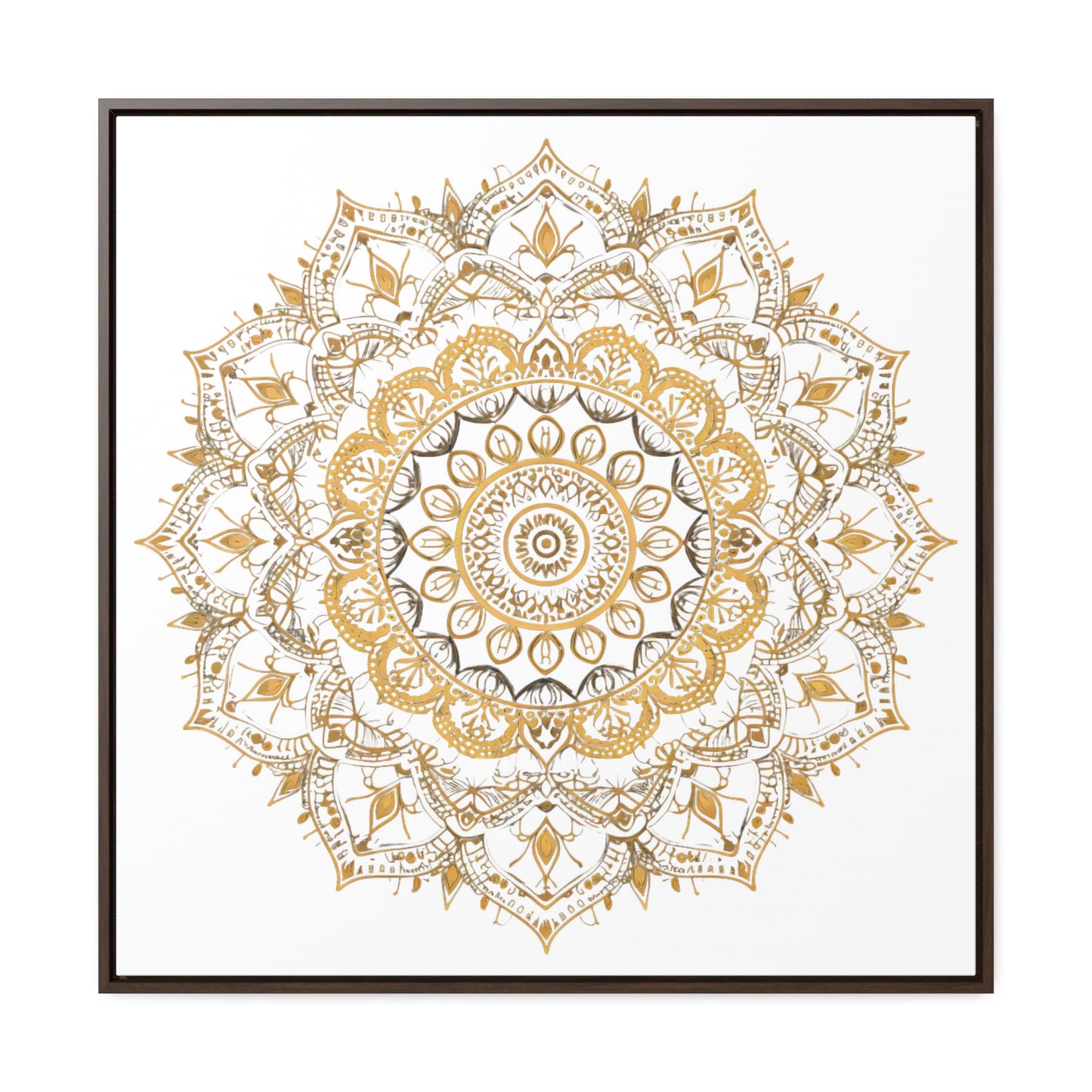Gold Mandala on White - Framed Gallery Canvas Wrap - Erdau Designs