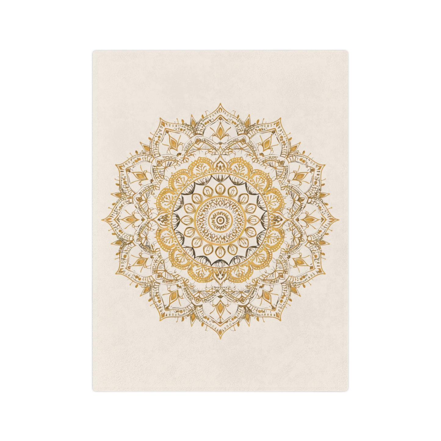 Gold Mandala on Off-White - Extra Soft Velveteen Blanket - Erdau Designs