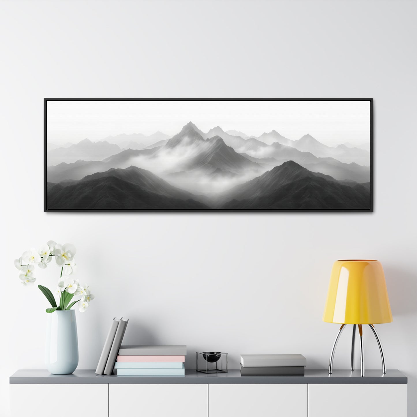 Greyscale Mystical Silhouette - Framed Gallery Canvas Wrap