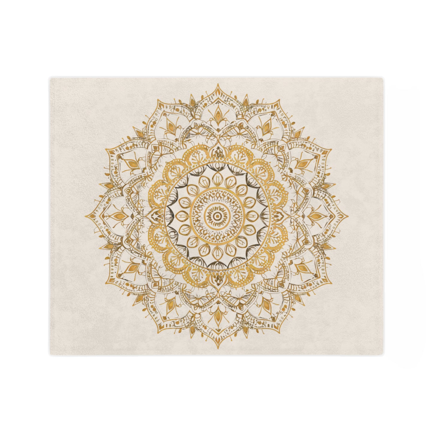 Gold Mandala on Off-White - Extra Soft Velveteen Blanket - Erdau Designs