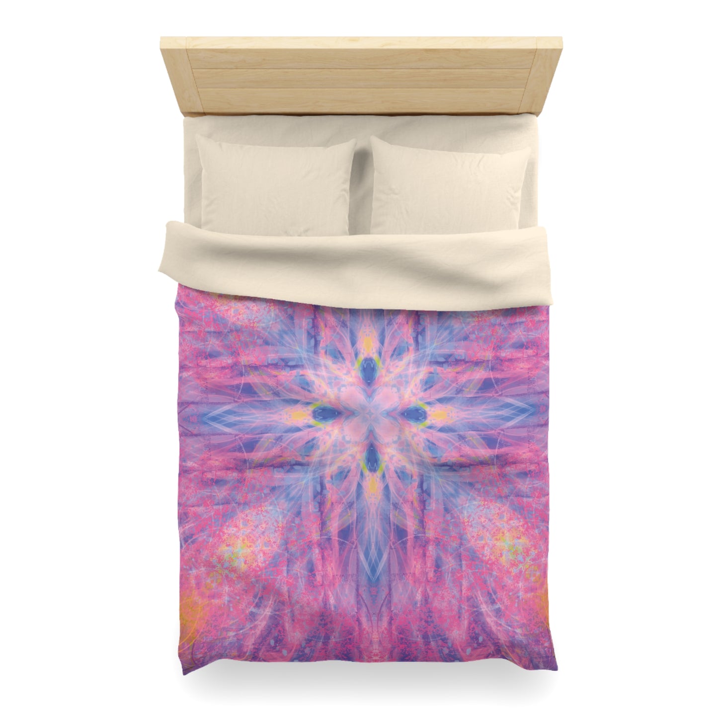 Lavender Portal Microfiber Duvet Cover with Colorful Mandala Design