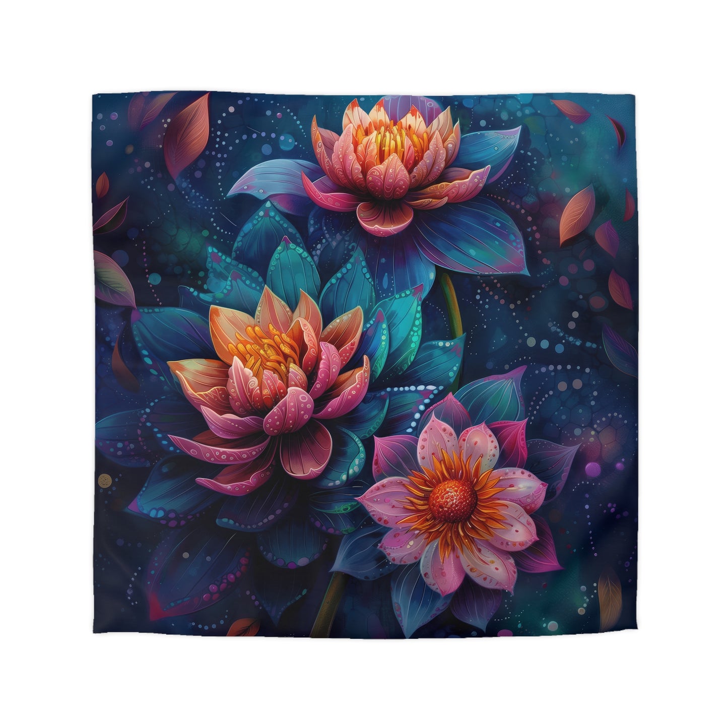 Radiance Lotus Microfiber Duvet Cover, Queen