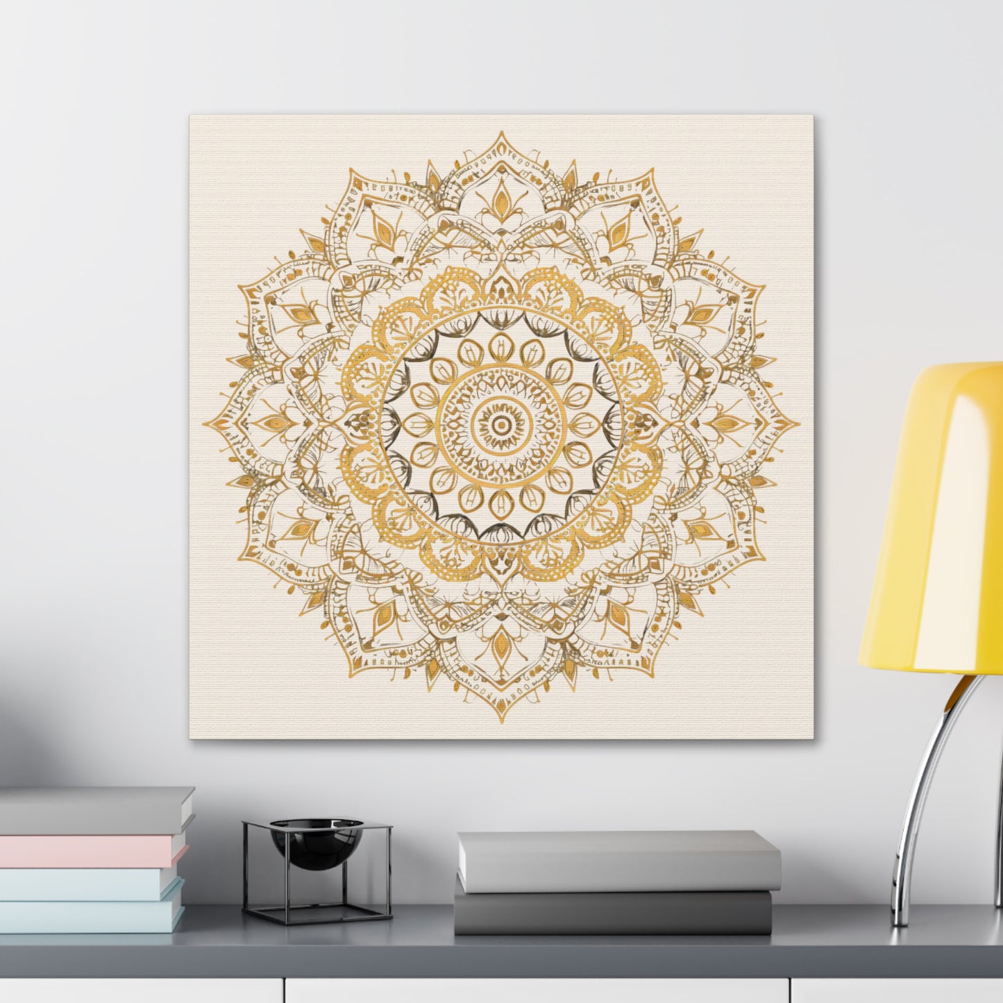 Gold Mandala on Off-White - Gallery Canvas Wrap - Erdau Designs