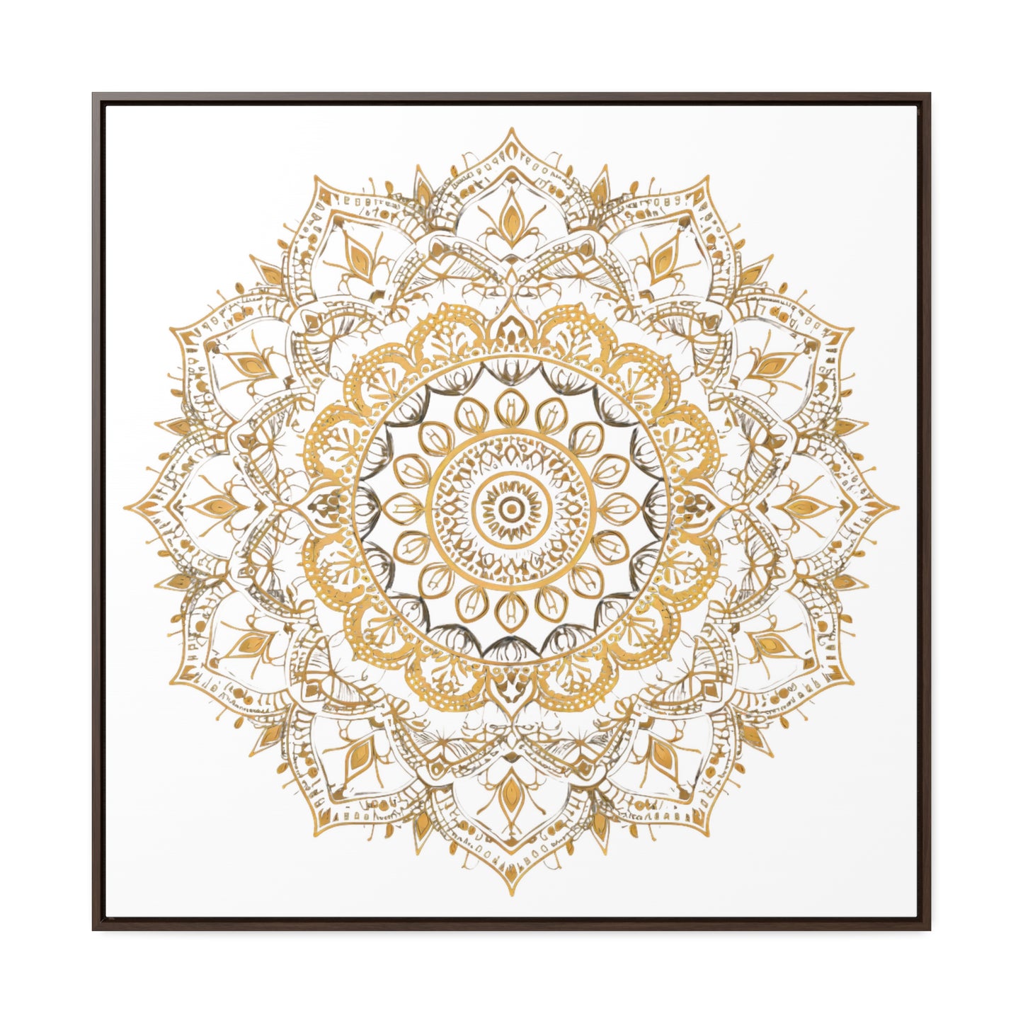 Gold Mandala on White - Framed Gallery Canvas Wrap - Erdau Designs