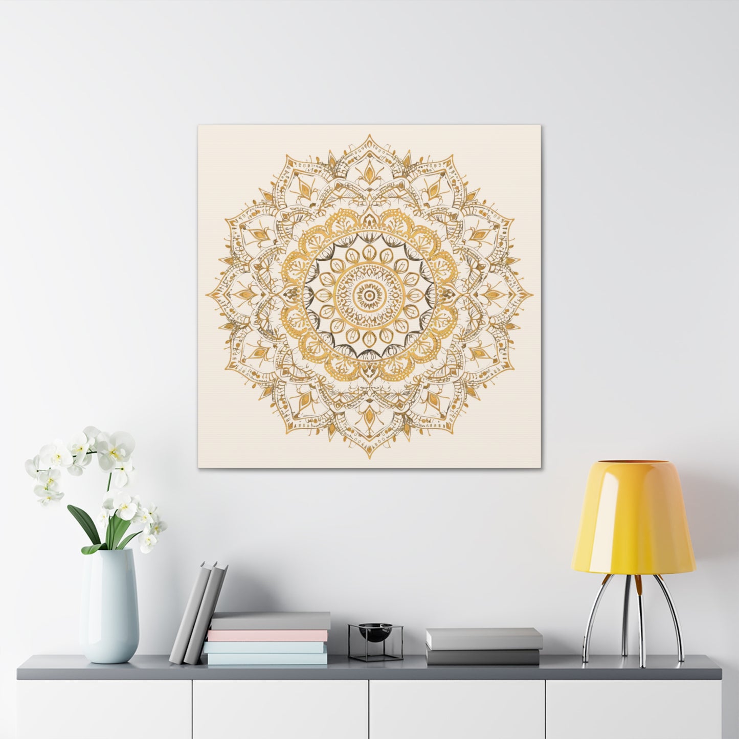 Gold Mandala on Off-White - Gallery Canvas Wrap - Erdau Designs