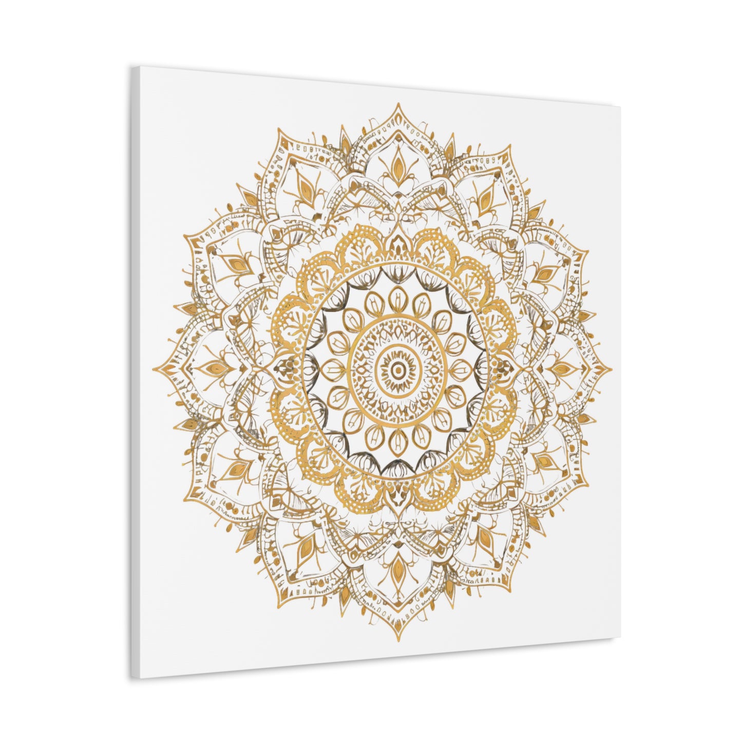 Gold Mandala on White - Gallery Canvas Wrap - Erdau Designs