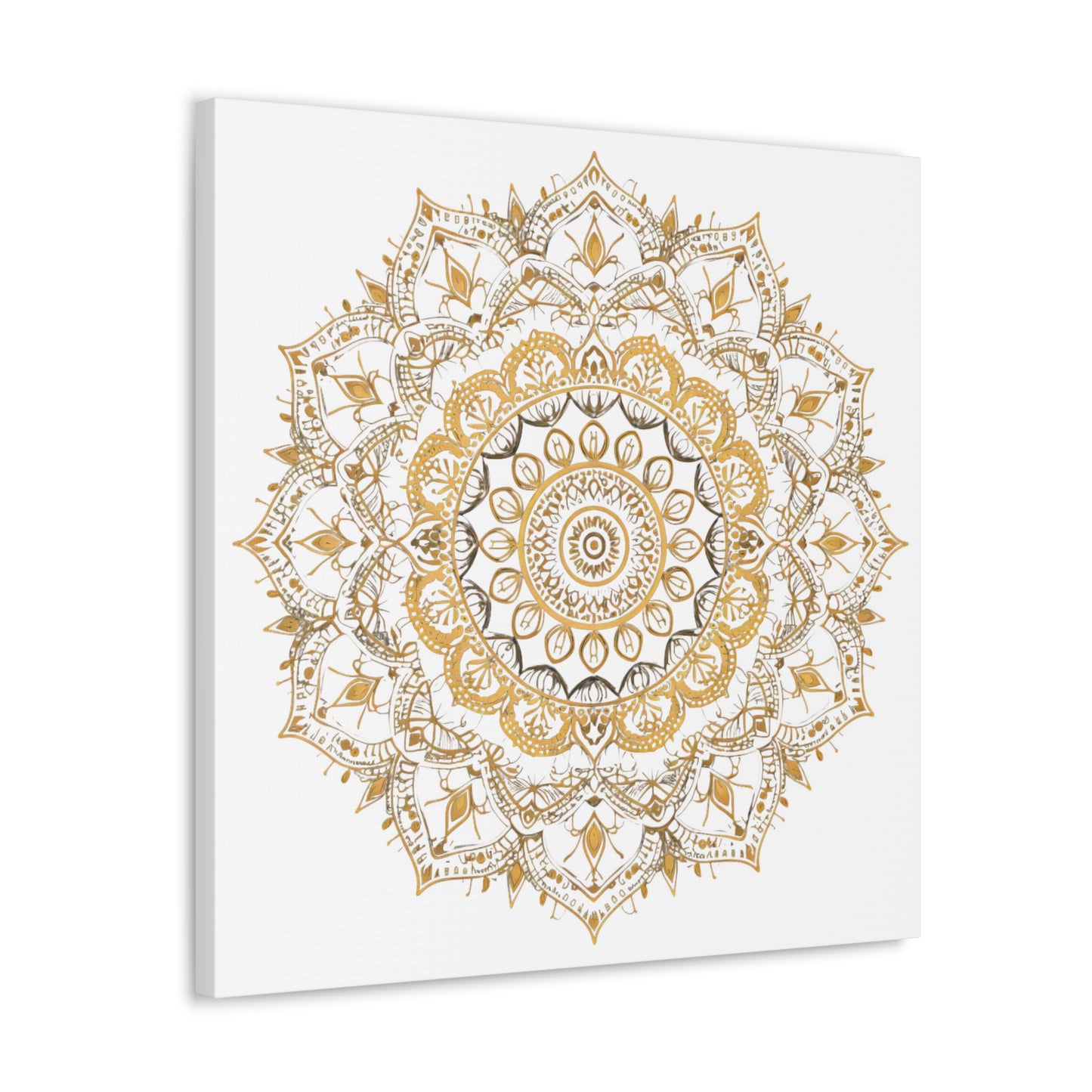 Gold Mandala on White - Gallery Canvas Wrap - Erdau Designs
