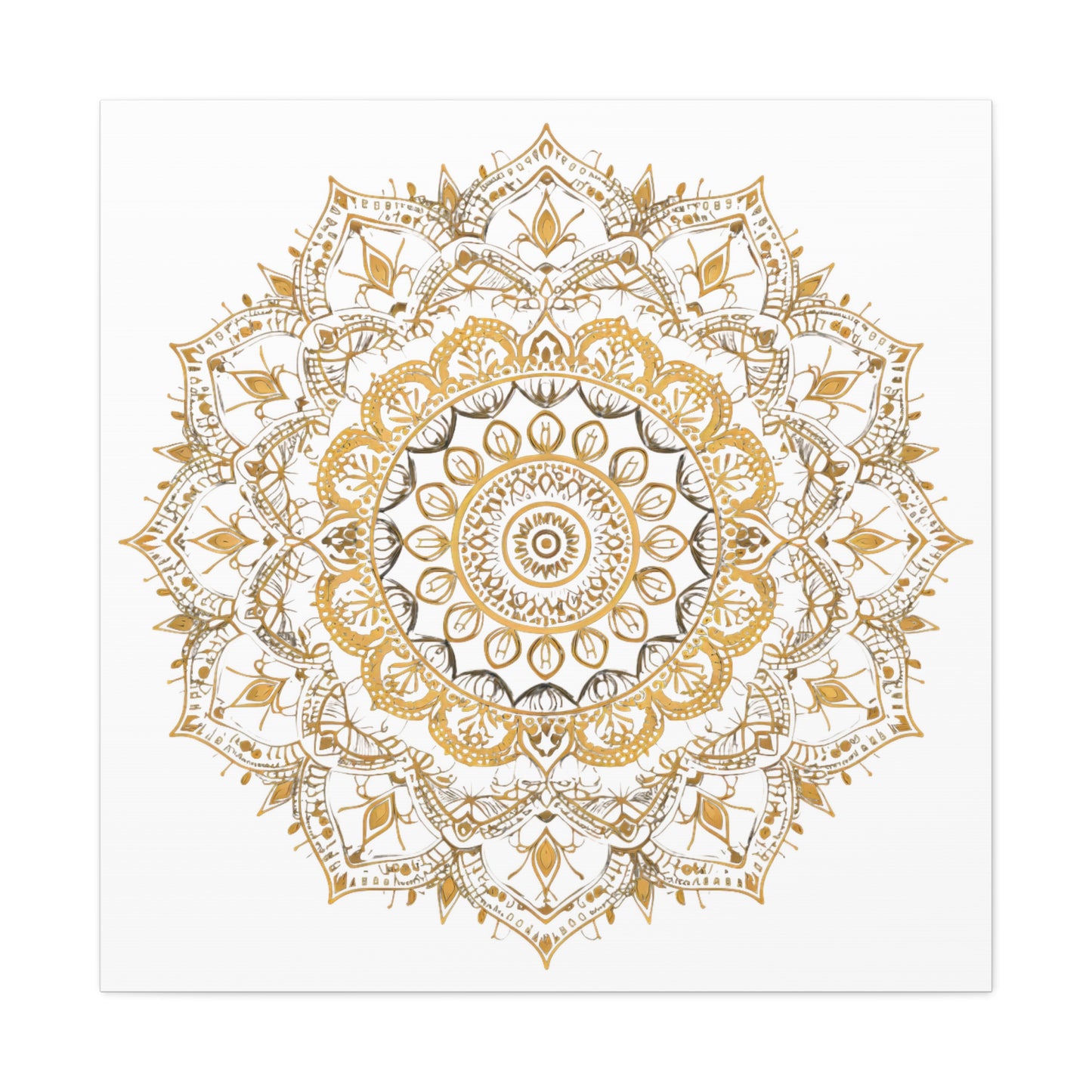 Gold Mandala on White - Gallery Canvas Wrap - Erdau Designs