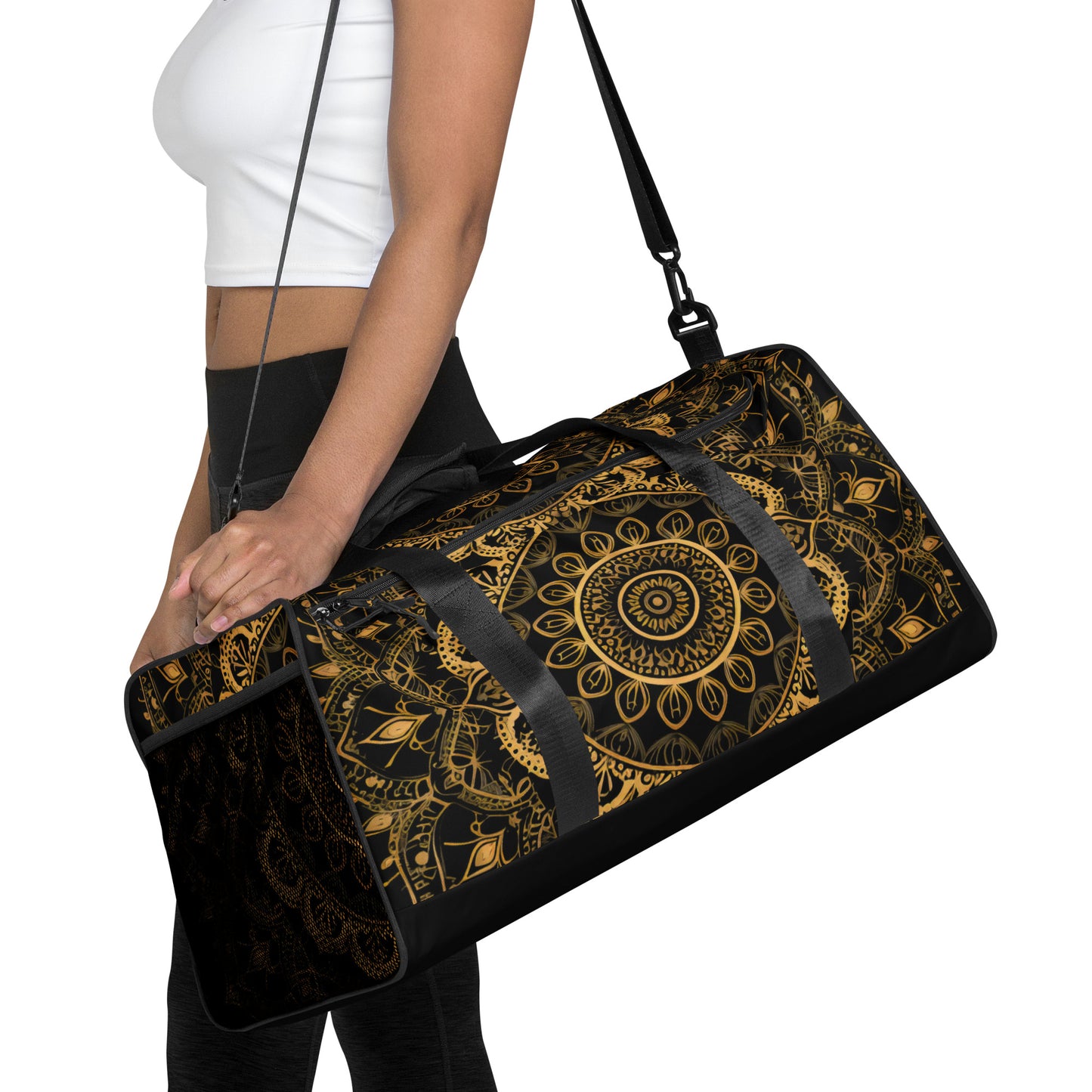 Black and Gold Mandala Duffel Bag - Erdau Designs