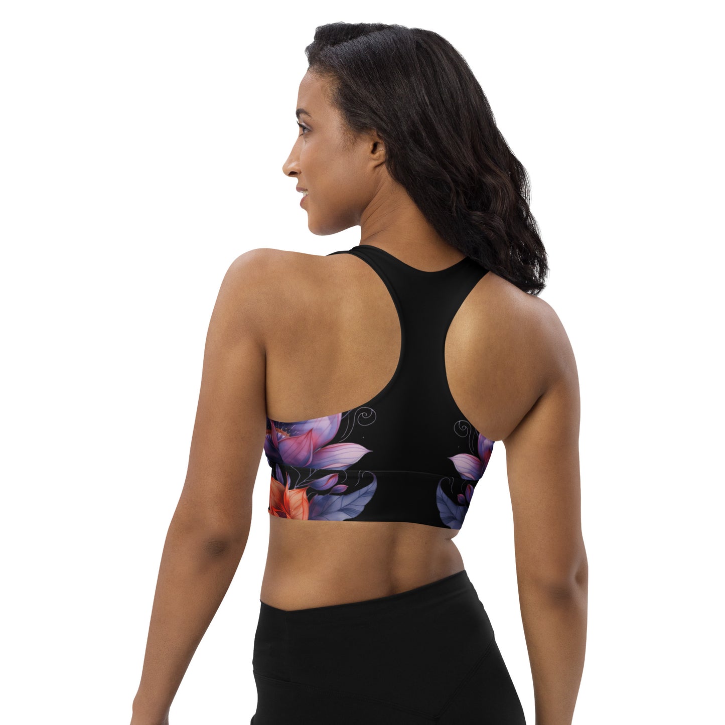 Floral Black Sports Bra