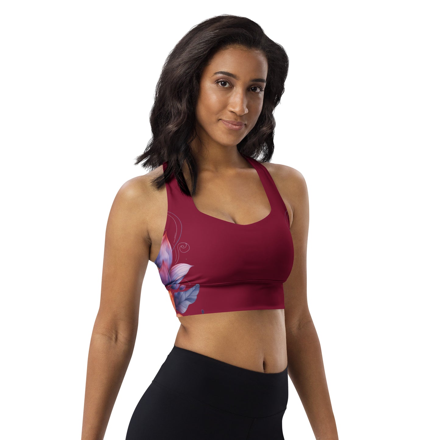 Floral Maroon Sports Bra