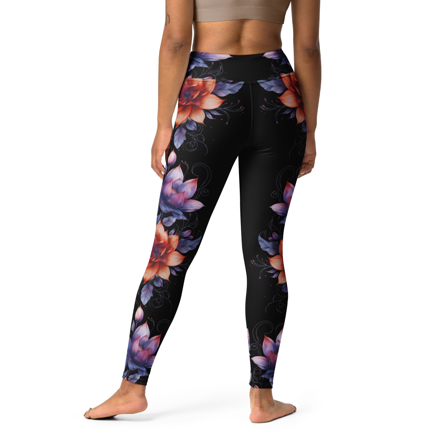Floral Black High Rise Yoga Leggings