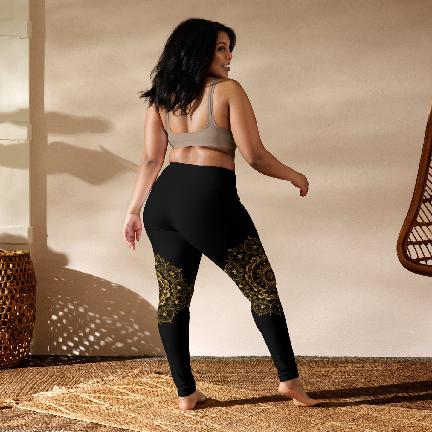 Knee Wrap Mandala - High Rise Yoga Leggings