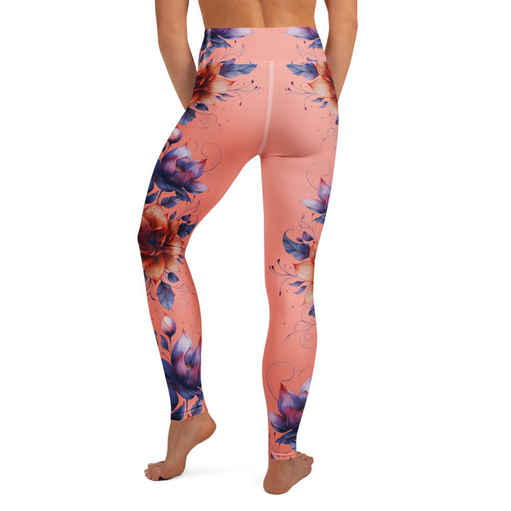 Spring Floral High Rise Yoga Leggings