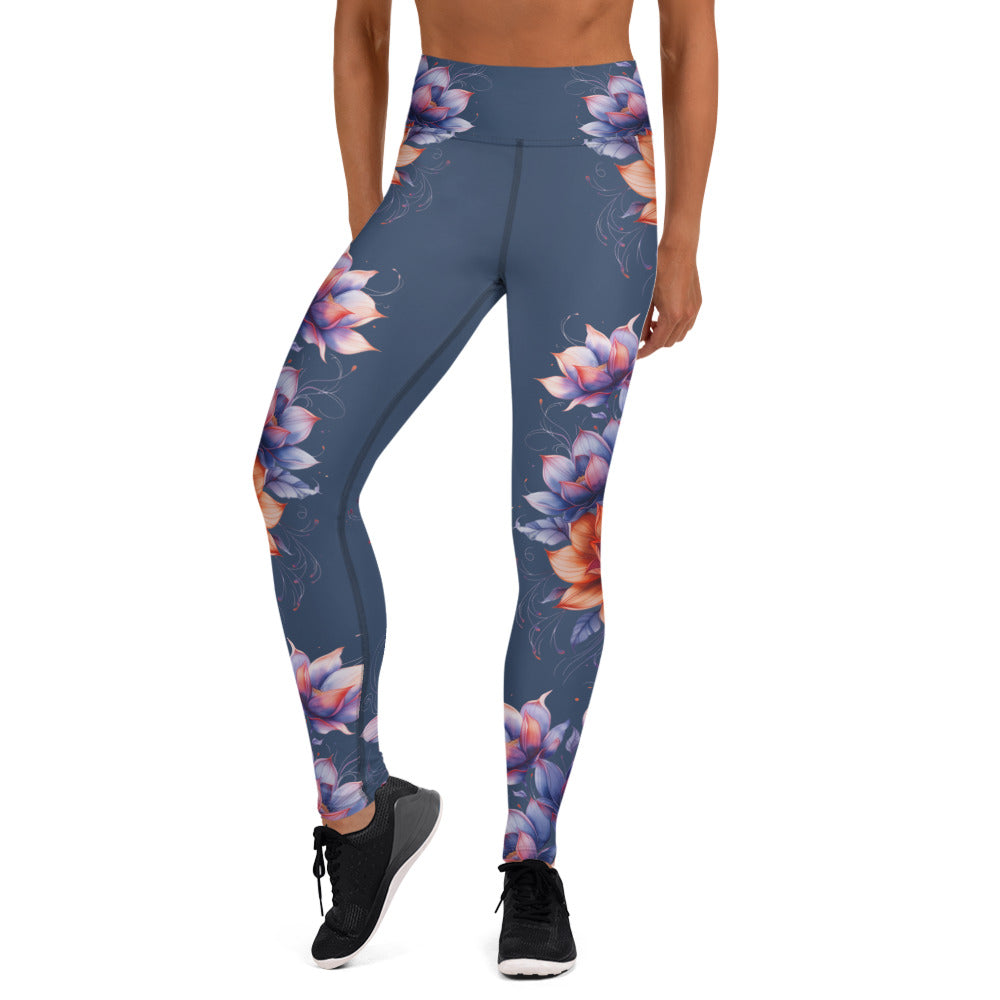 Floral Blue High Rise Yoga Leggings