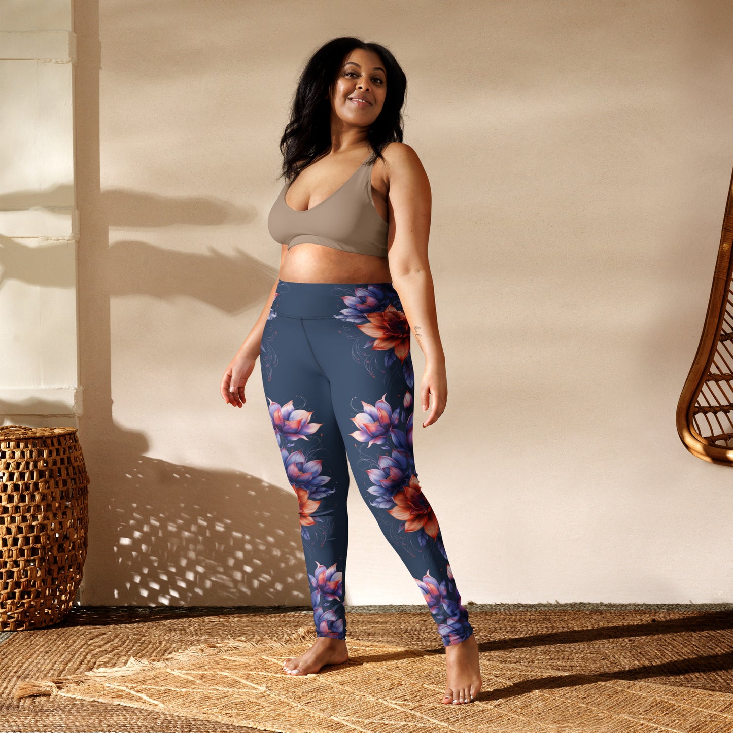 Floral Blue High Rise Yoga Leggings