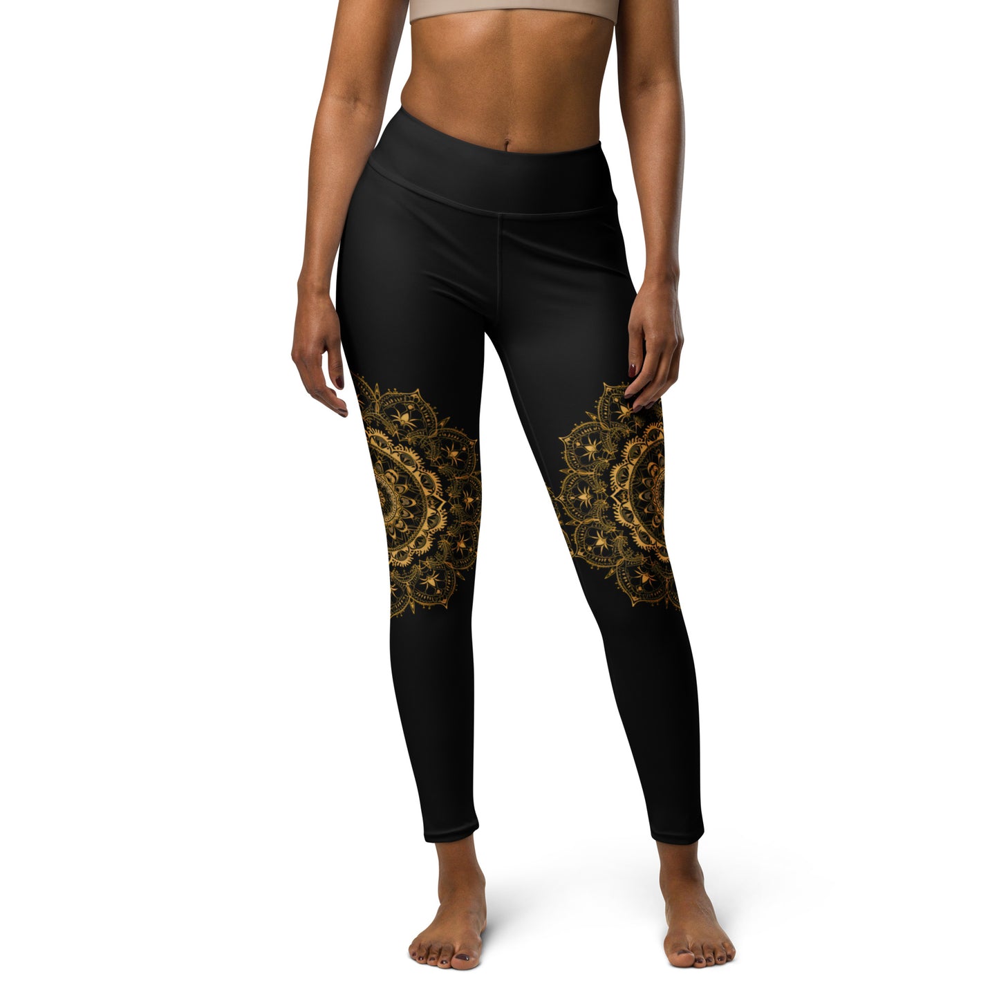 Knee Wrap Mandala - High Rise Yoga Leggings
