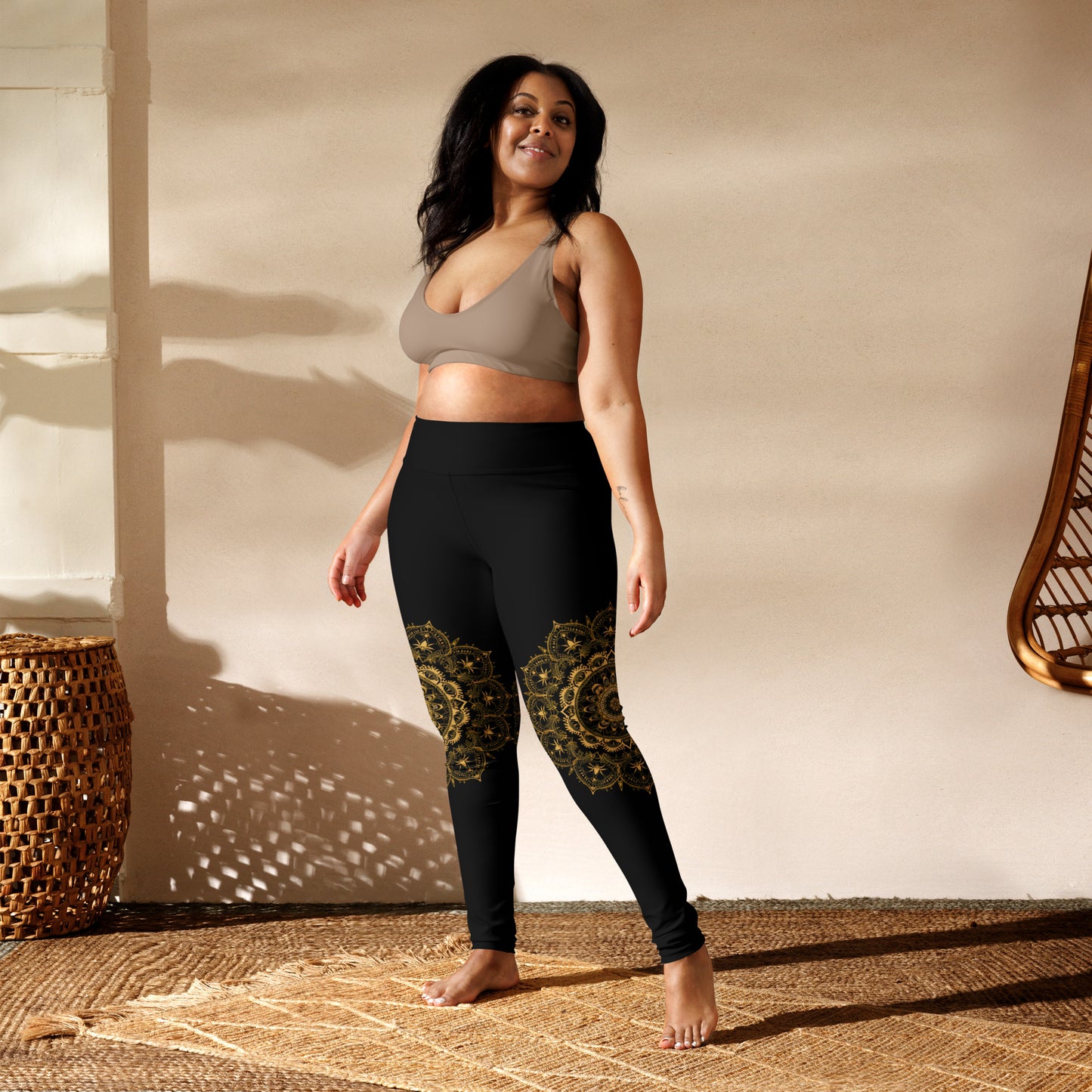Knee Wrap Mandala - High Rise Yoga Leggings