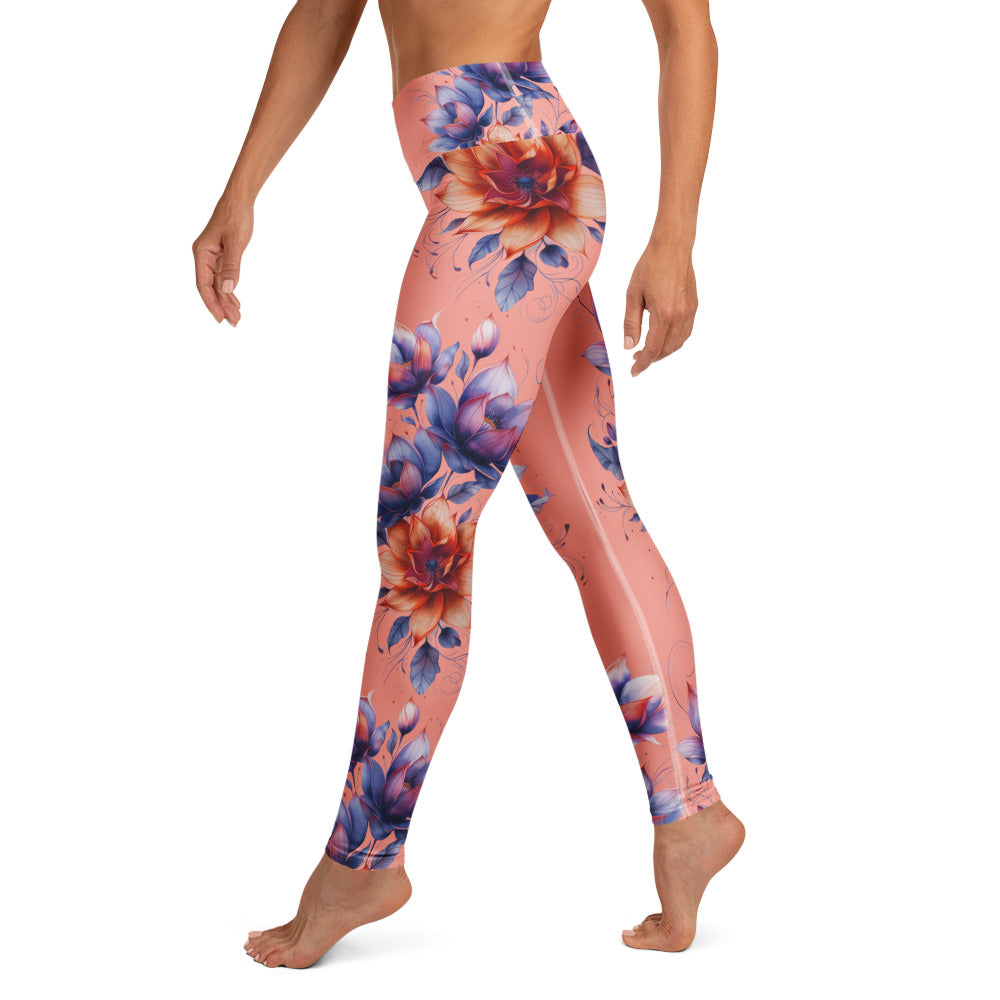 Spring Floral High Rise Yoga Leggings