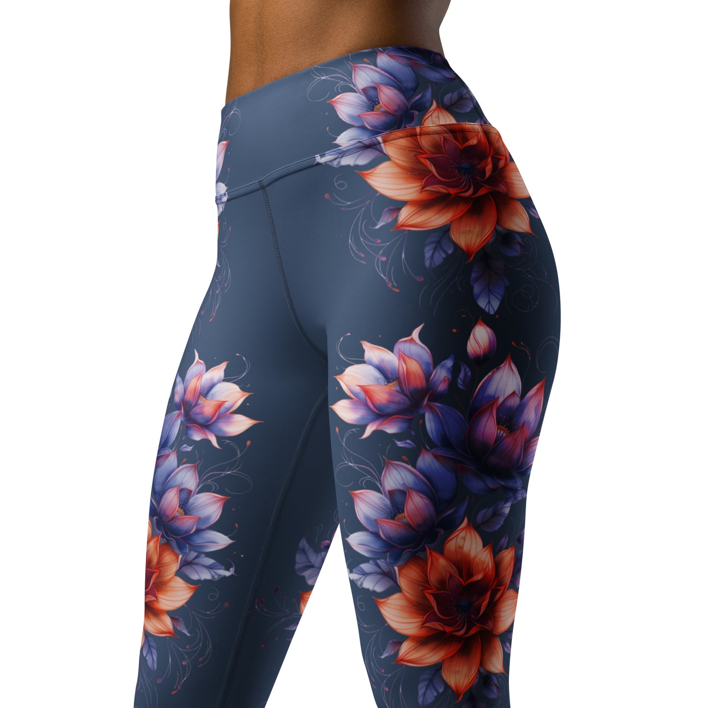 Floral Blue High Rise Yoga Leggings