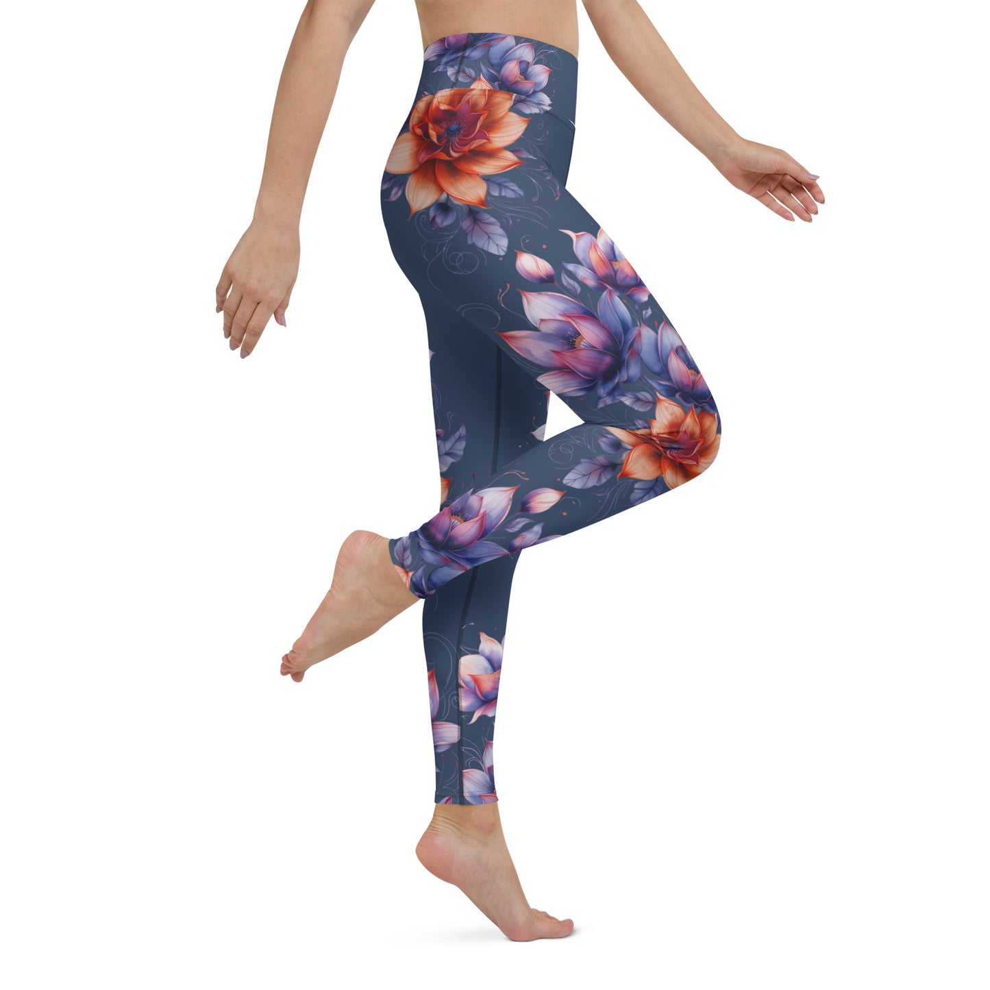 Floral Blue High Rise Yoga Leggings