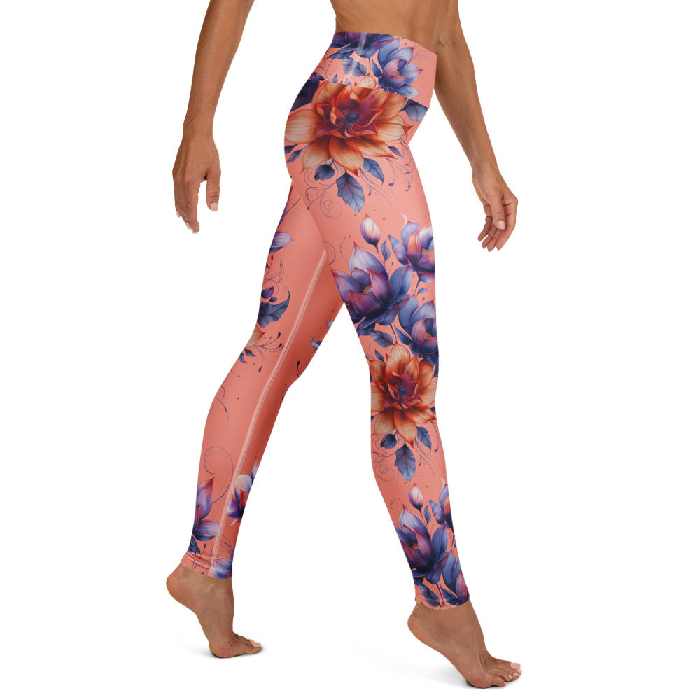 Spring Floral High Rise Yoga Leggings