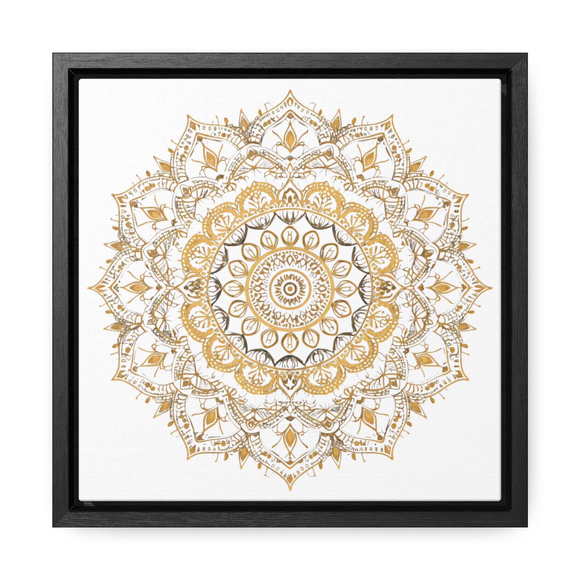 Gold Mandala on White - Framed Gallery Canvas Wrap - Erdau Designs