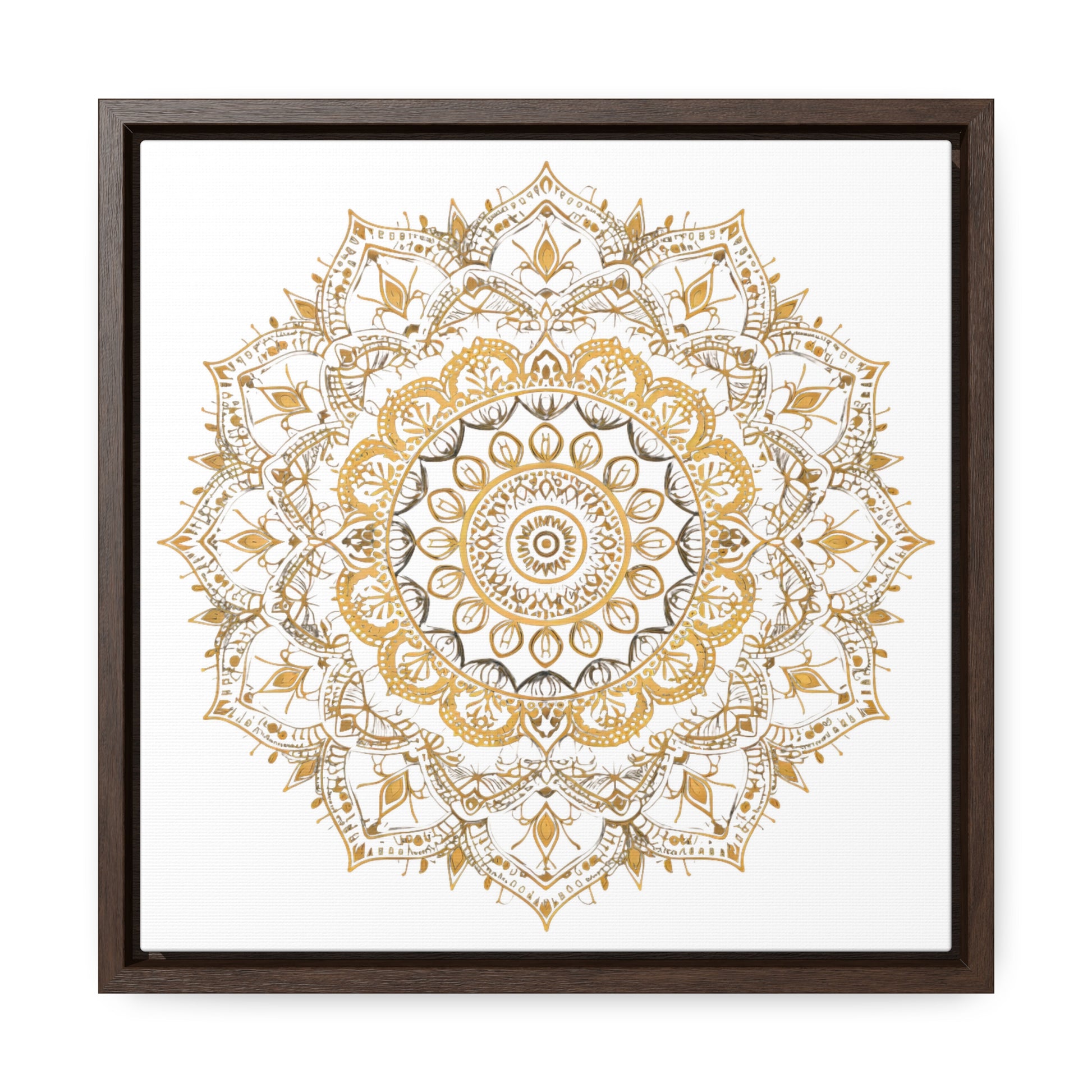 Gold Mandala on White - Framed Gallery Canvas Wrap - Erdau Designs