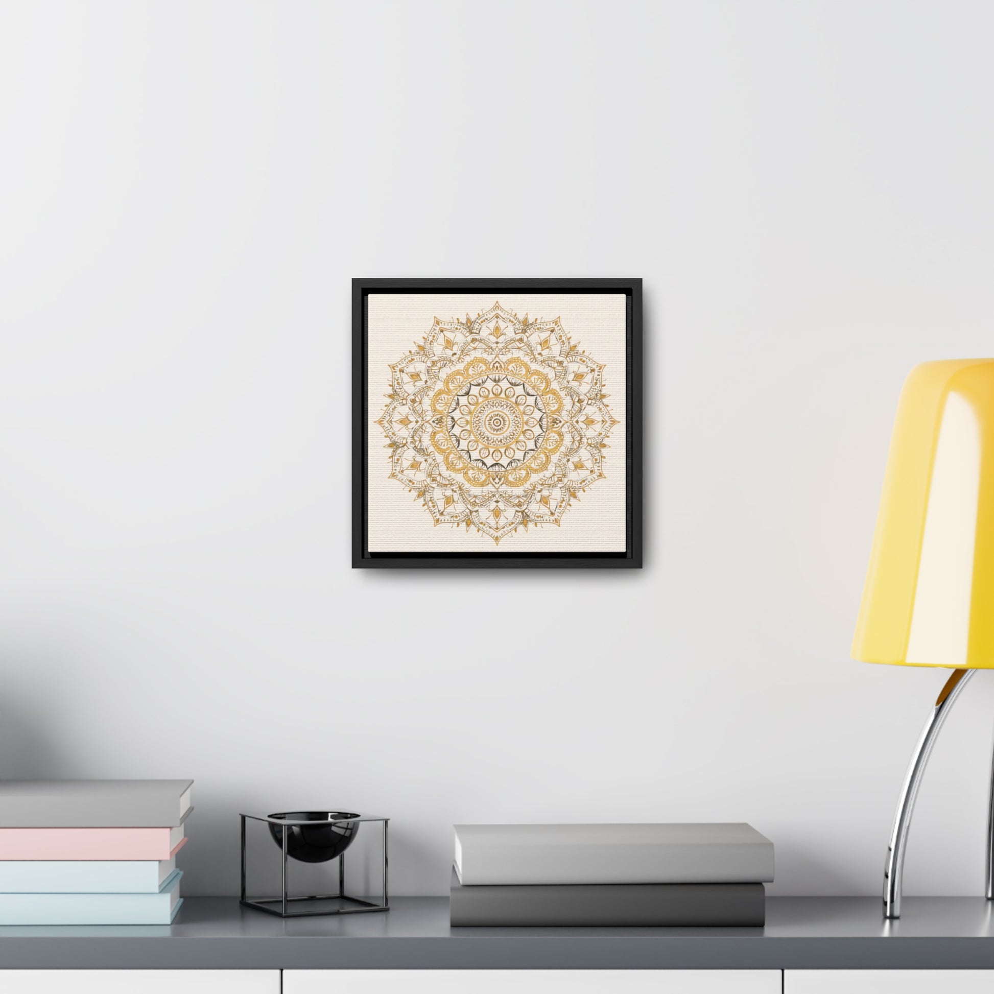 Gold Mandala on Off-White - Framed Gallery Canvas Wrap - Erdau Designs