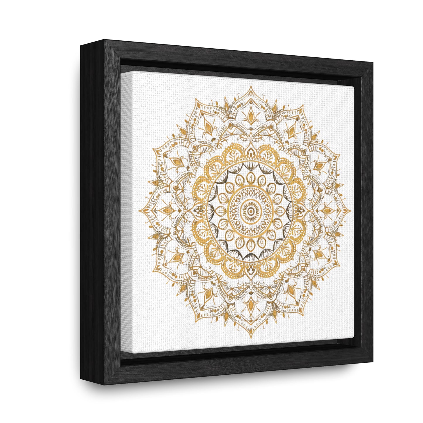 Gold Mandala on White - Framed Gallery Canvas Wrap - Erdau Designs