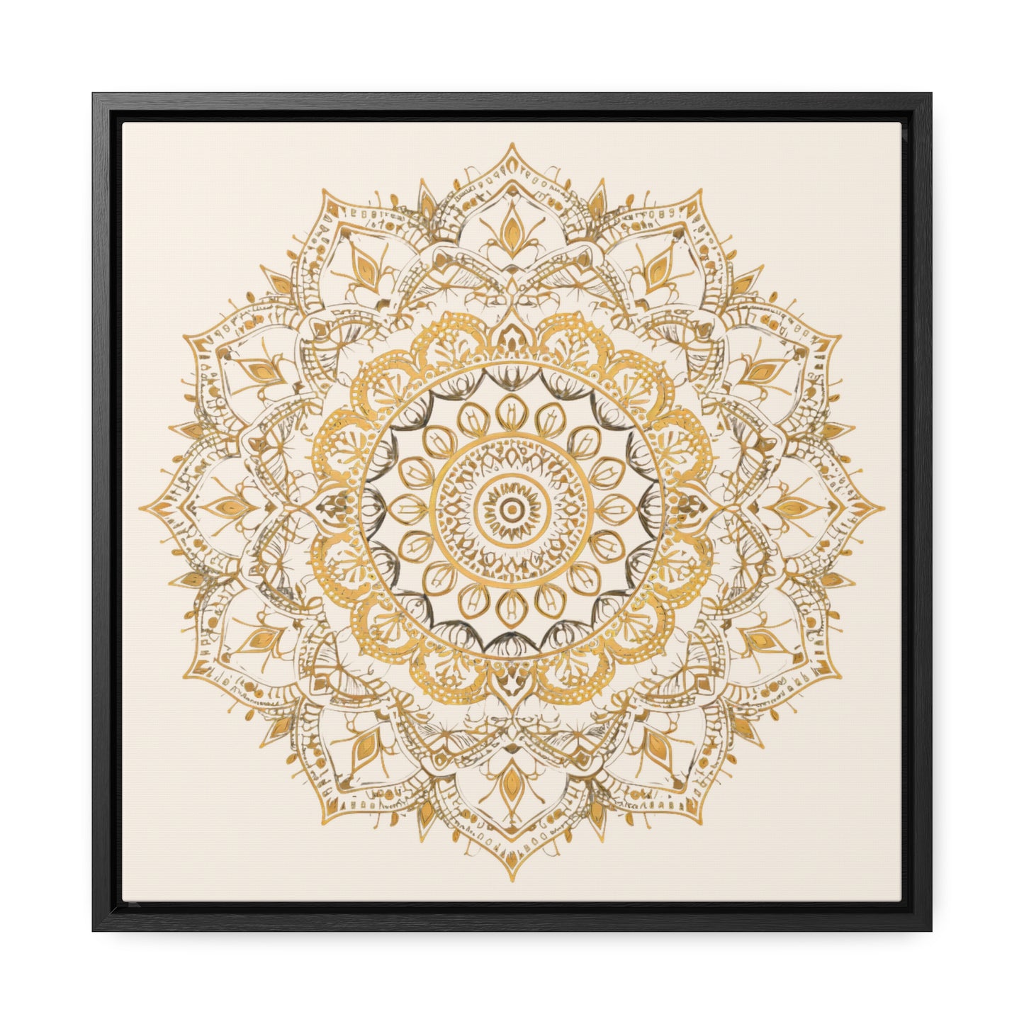 Gold Mandala on Off-White - Framed Gallery Canvas Wrap - Erdau Designs