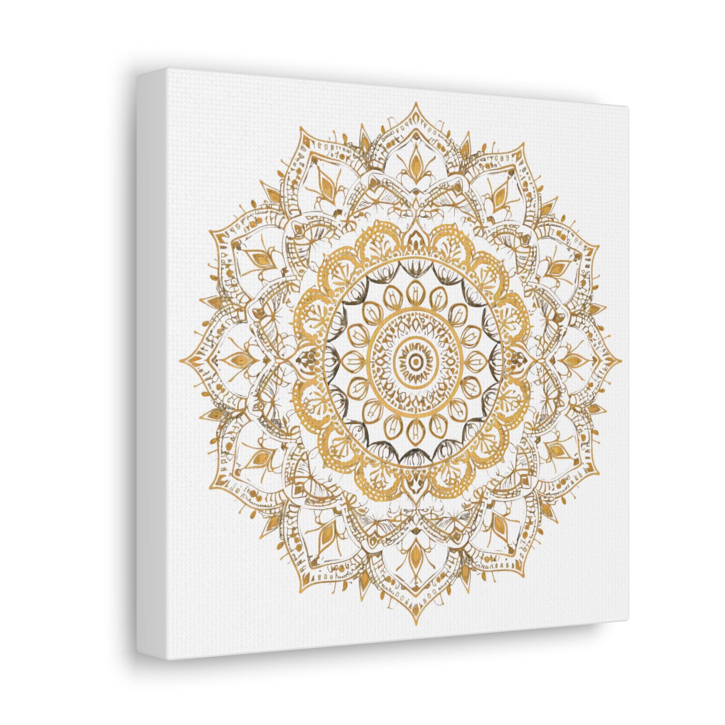 Gold Mandala on White - Gallery Canvas Wrap - Erdau Designs