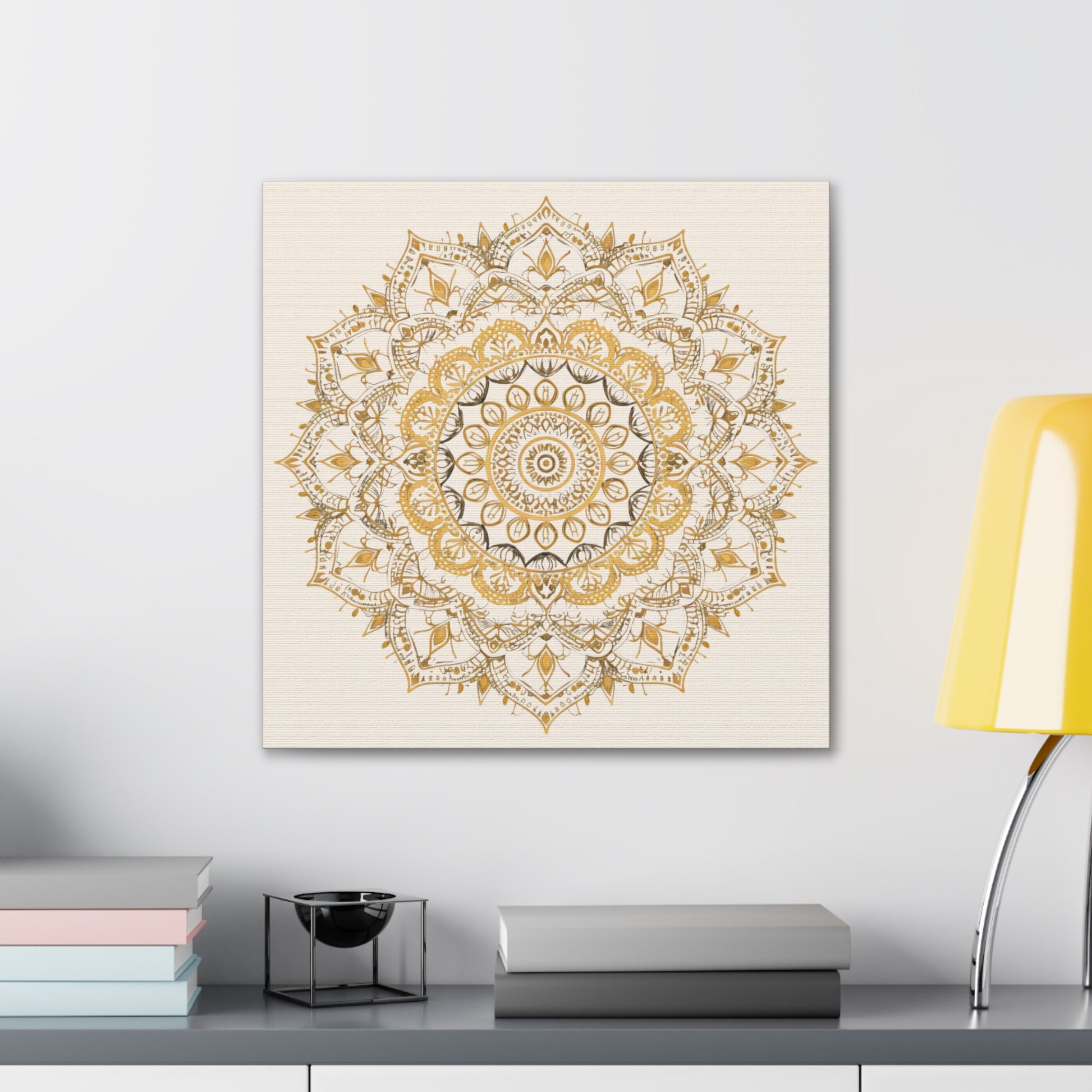 Gold Mandala on Off-White - Gallery Canvas Wrap - Erdau Designs