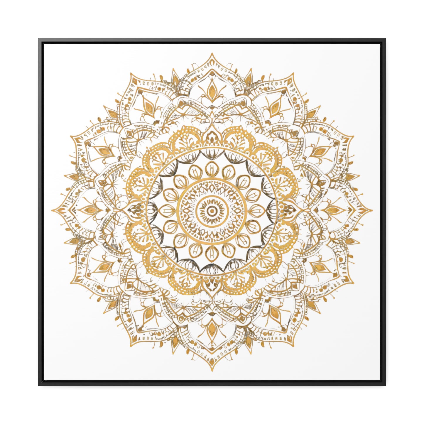 Gold Mandala on White - Framed Gallery Canvas Wrap - Erdau Designs