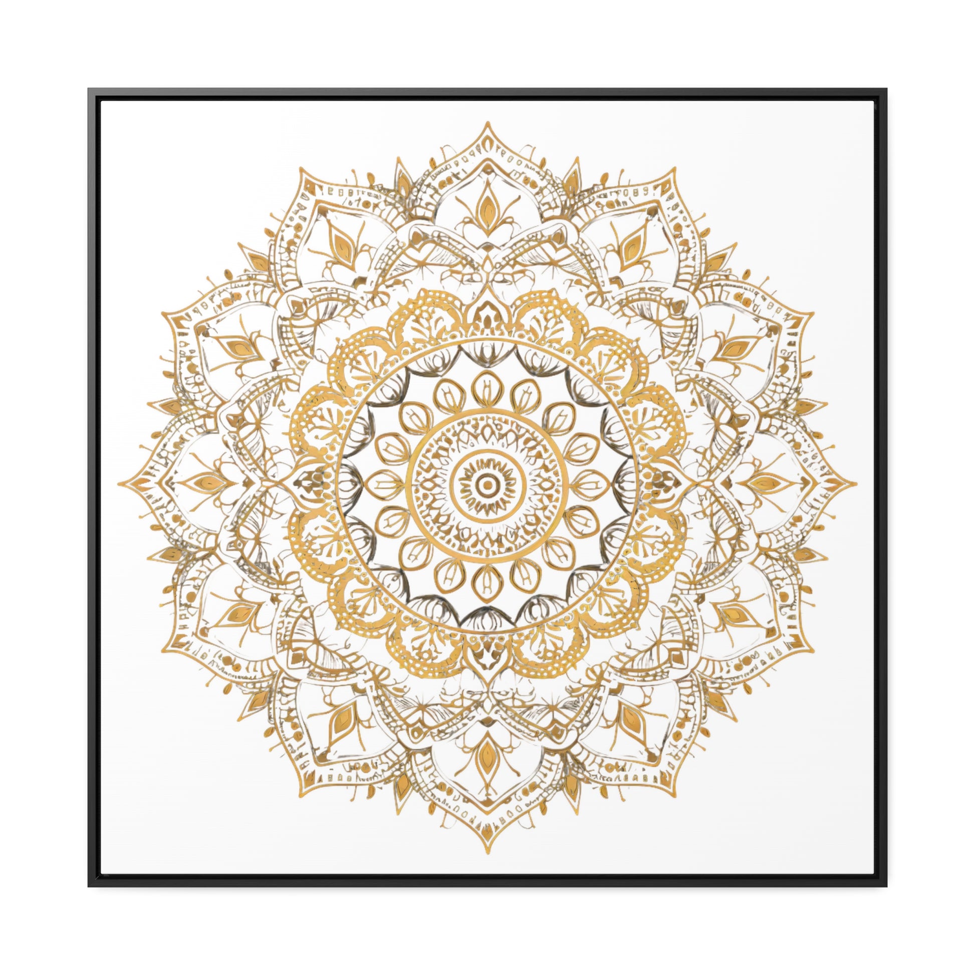 Gold Mandala on White - Framed Gallery Canvas Wrap - Erdau Designs