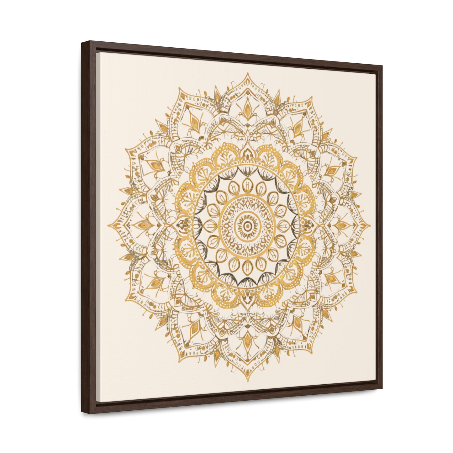 Gold Mandala on Off-White - Framed Gallery Canvas Wrap - Erdau Designs