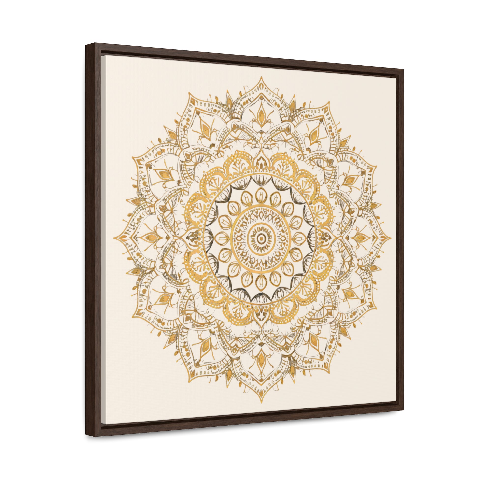 Gold Mandala on Off-White - Framed Gallery Canvas Wrap - Erdau Designs