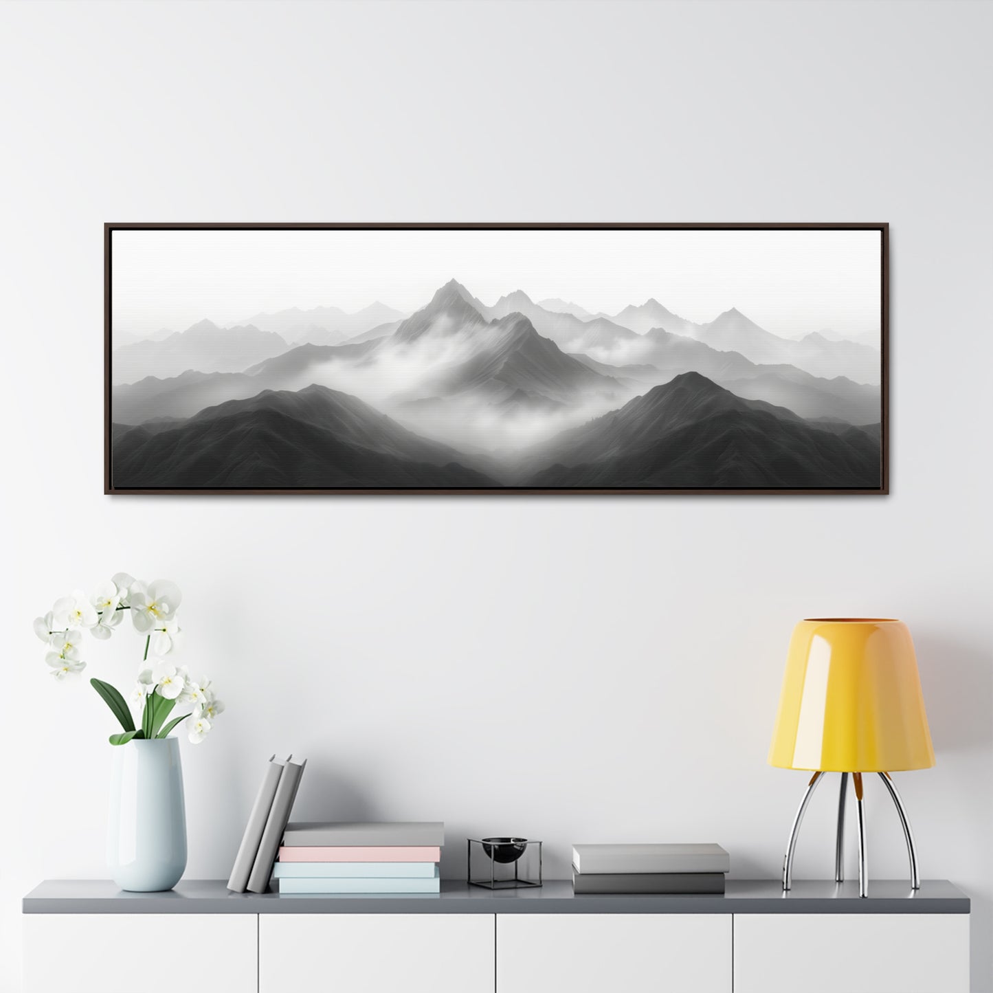 Greyscale Mystical Silhouette - Framed Gallery Canvas Wrap