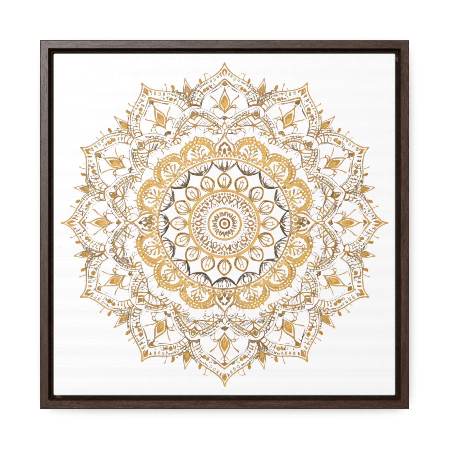 Gold Mandala on White - Framed Gallery Canvas Wrap - Erdau Designs