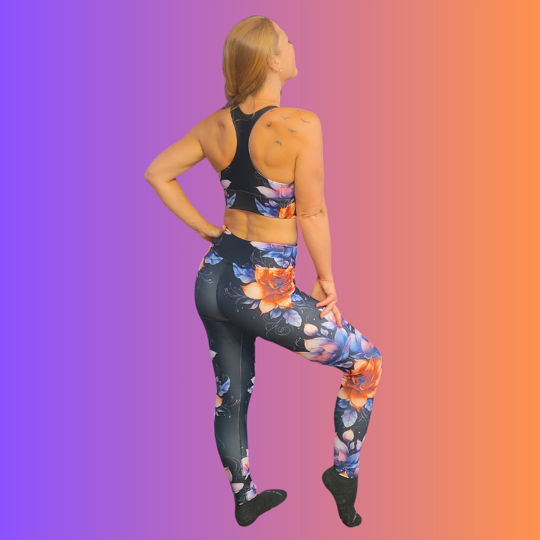 Floral Blue High Rise Yoga Leggings