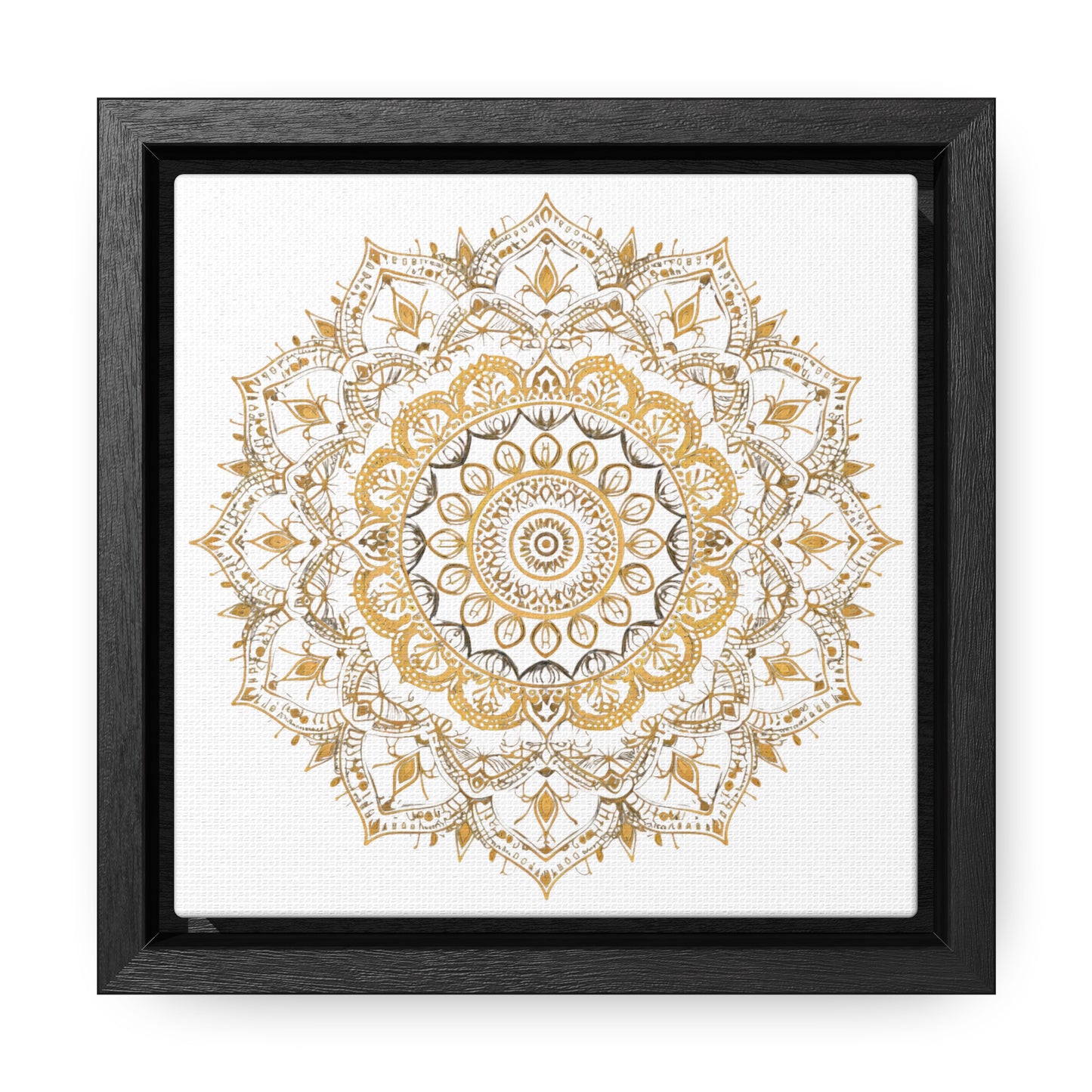 Gold Mandala on White - Framed Gallery Canvas Wrap - Erdau Designs