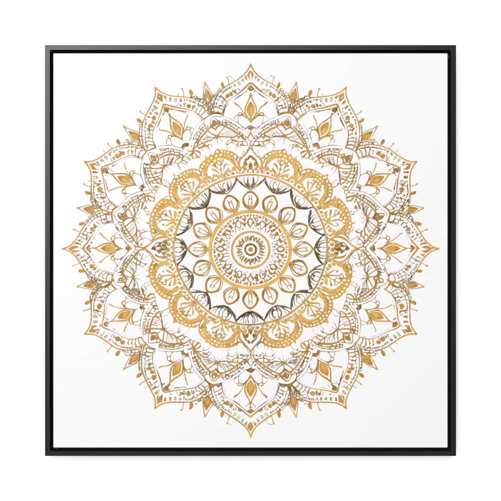 Gold Mandala on White - Framed Gallery Canvas Wrap - Erdau Designs