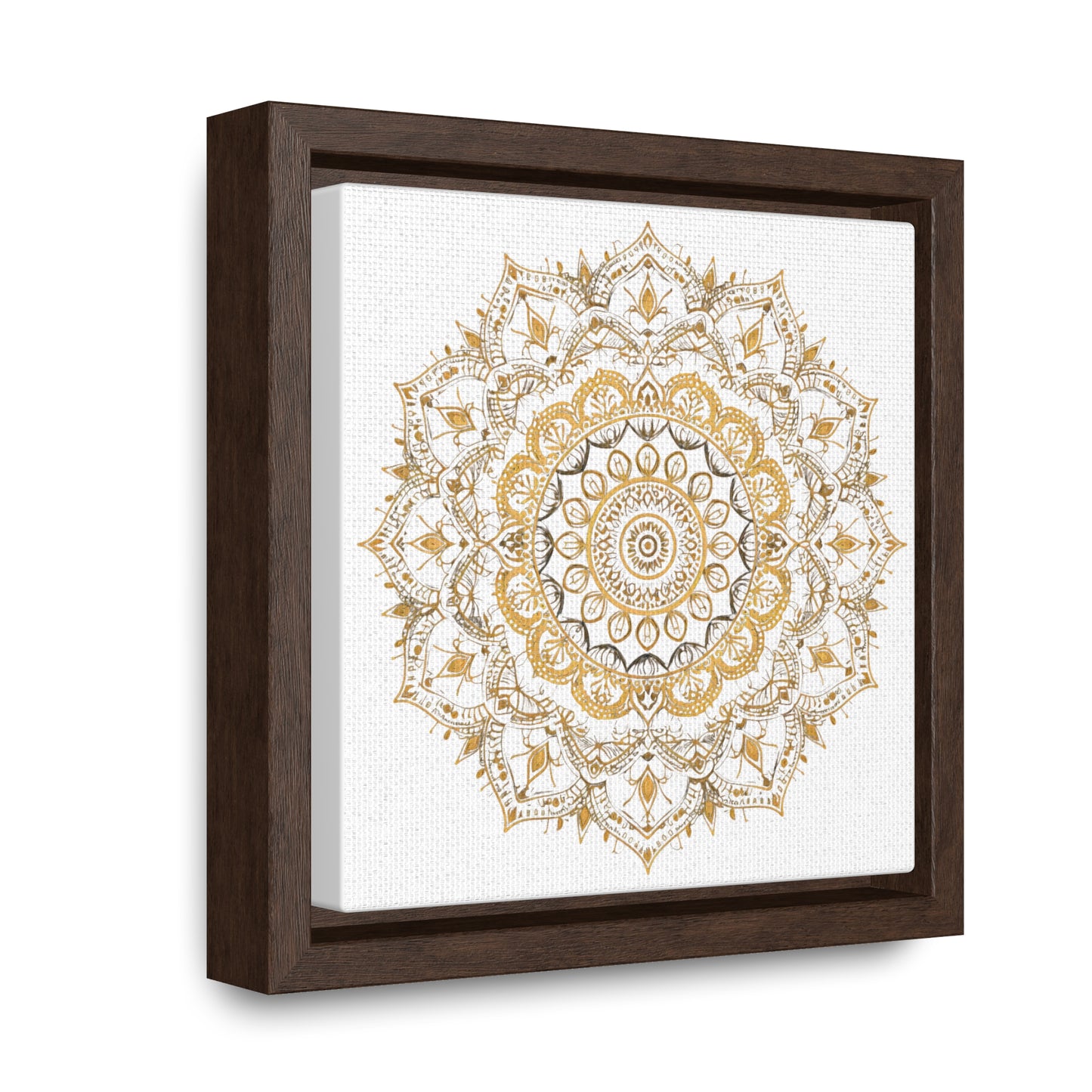 Gold Mandala on White - Framed Gallery Canvas Wrap - Erdau Designs