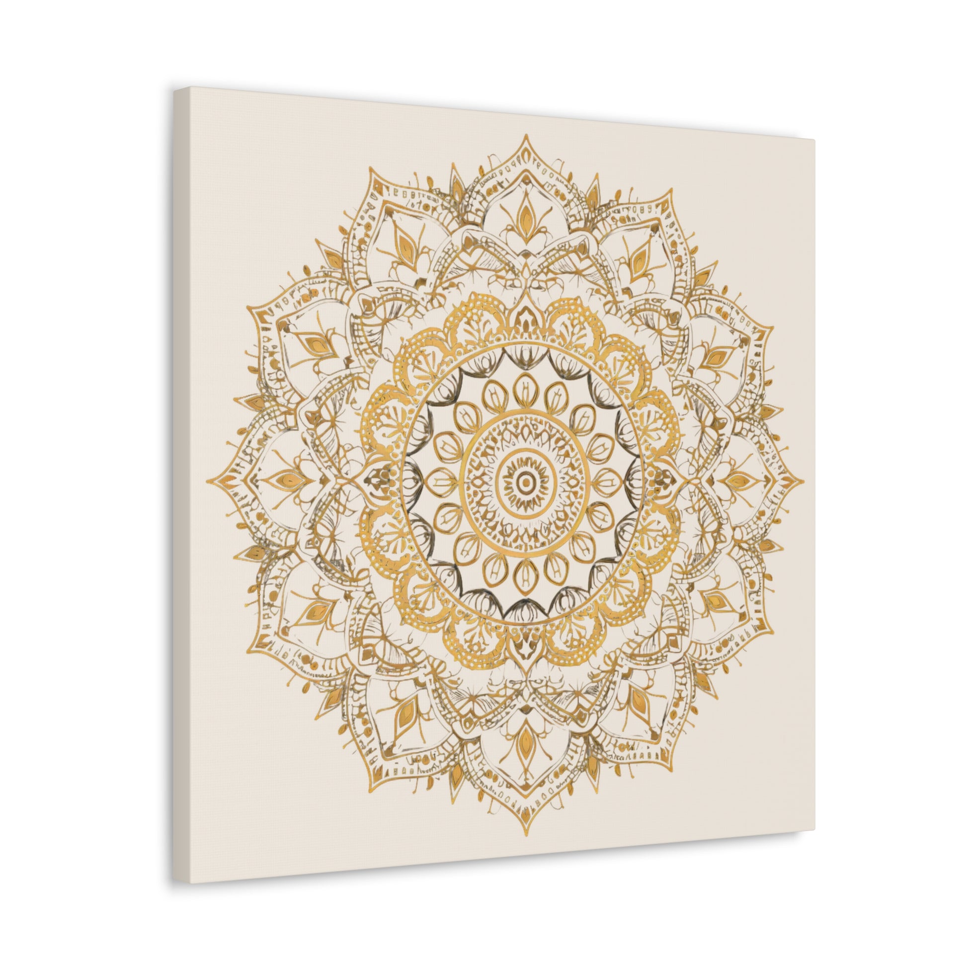 Gold Mandala on Off-White - Gallery Canvas Wrap - Erdau Designs