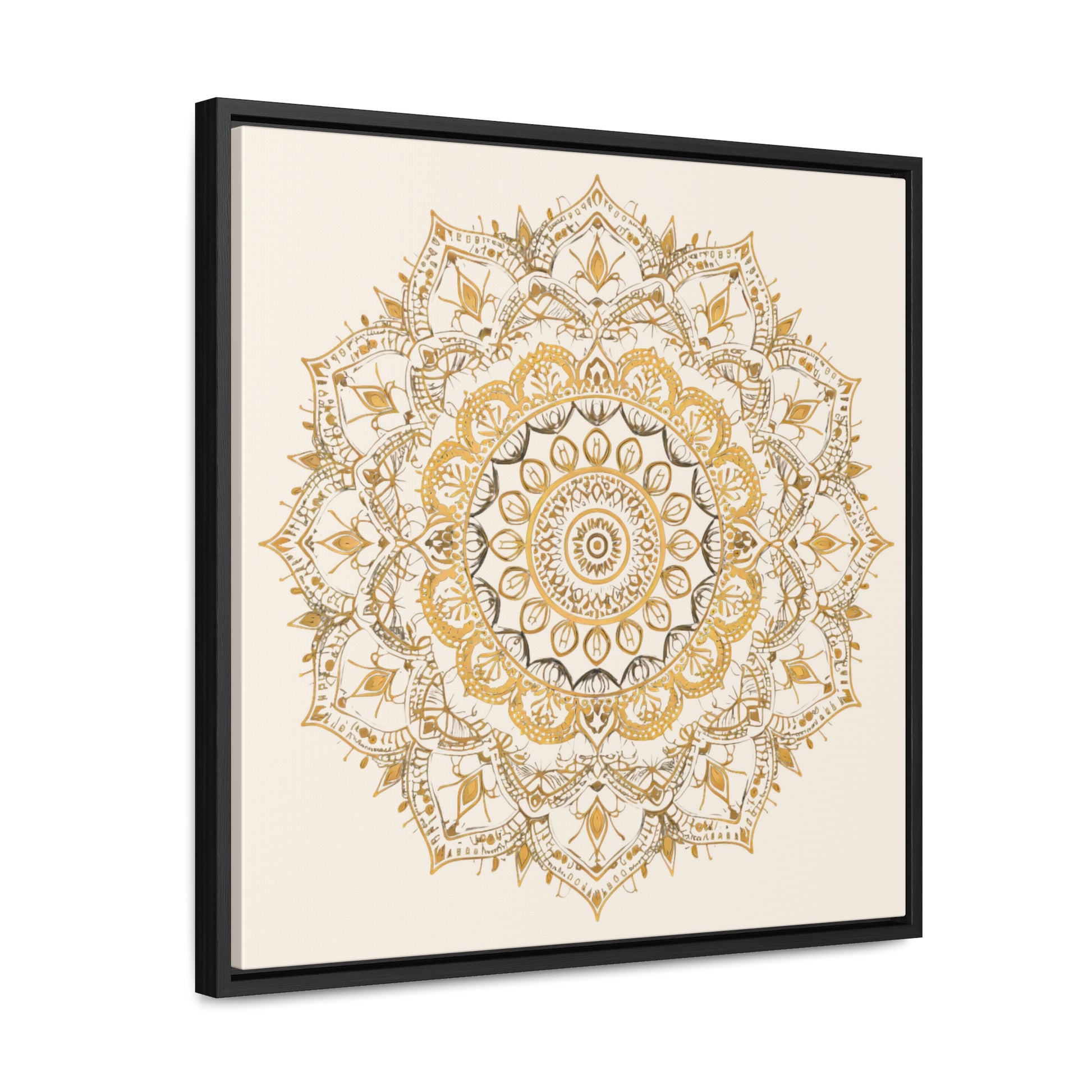 Gold Mandala on Off-White - Framed Gallery Canvas Wrap - Erdau Designs