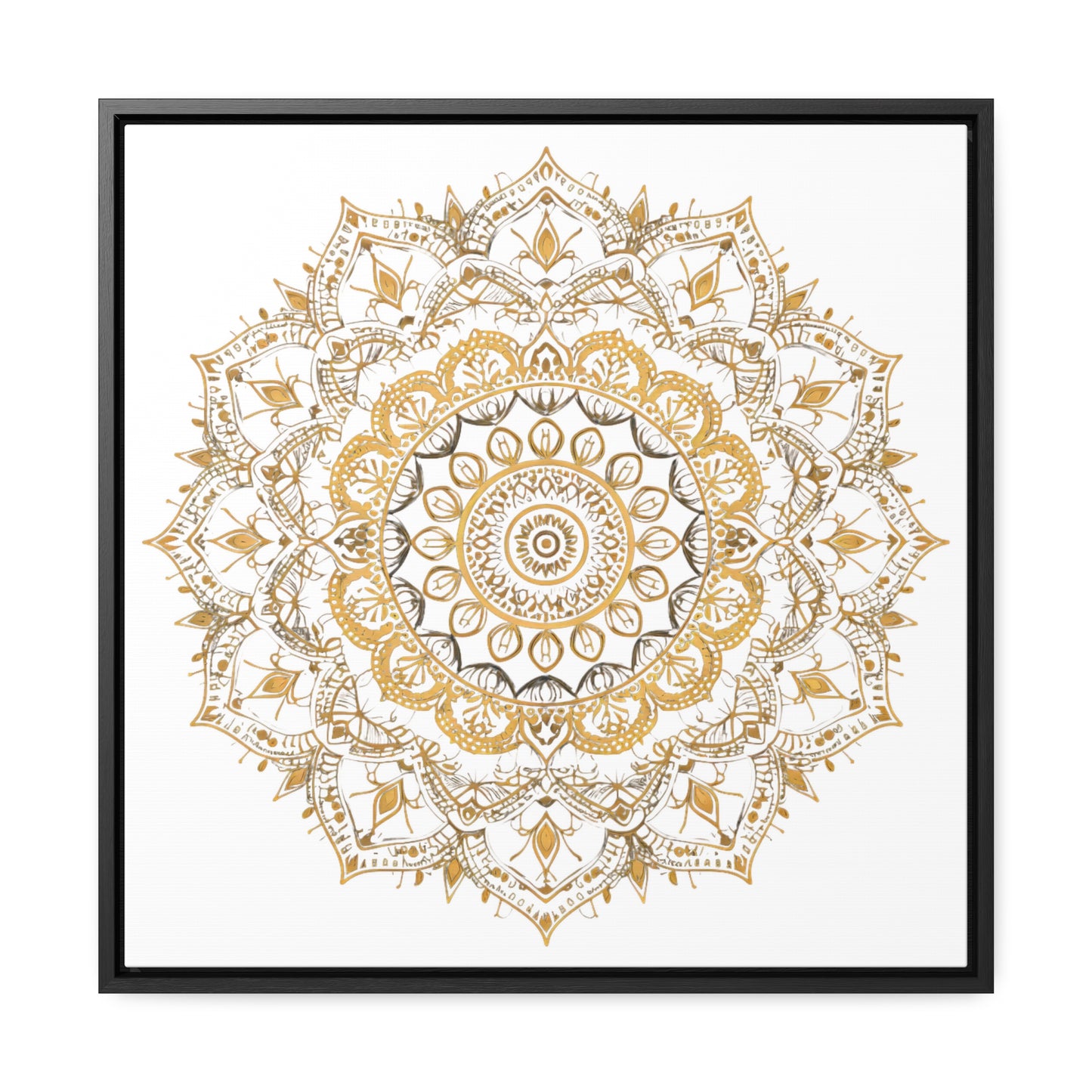 Gold Mandala on White - Framed Gallery Canvas Wrap - Erdau Designs