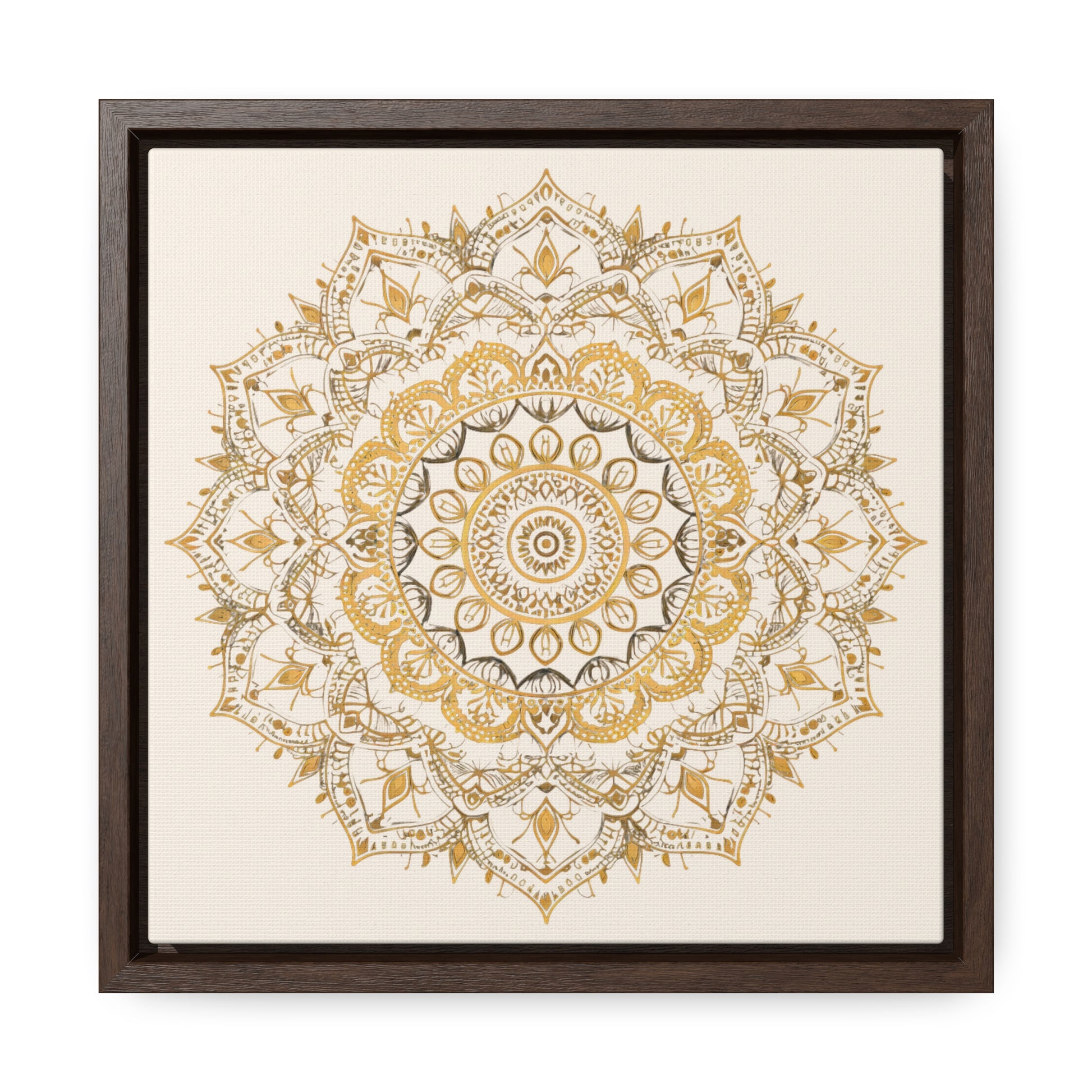 Gold Mandala on Off-White - Framed Gallery Canvas Wrap - Erdau Designs